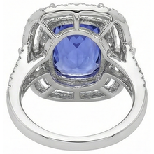 Cushion Tanzanite & Natural Earth Mined DIAMOND ( NOT LAB GROWN ) 7 Carats Halo Fancy Ring Gold White 14K