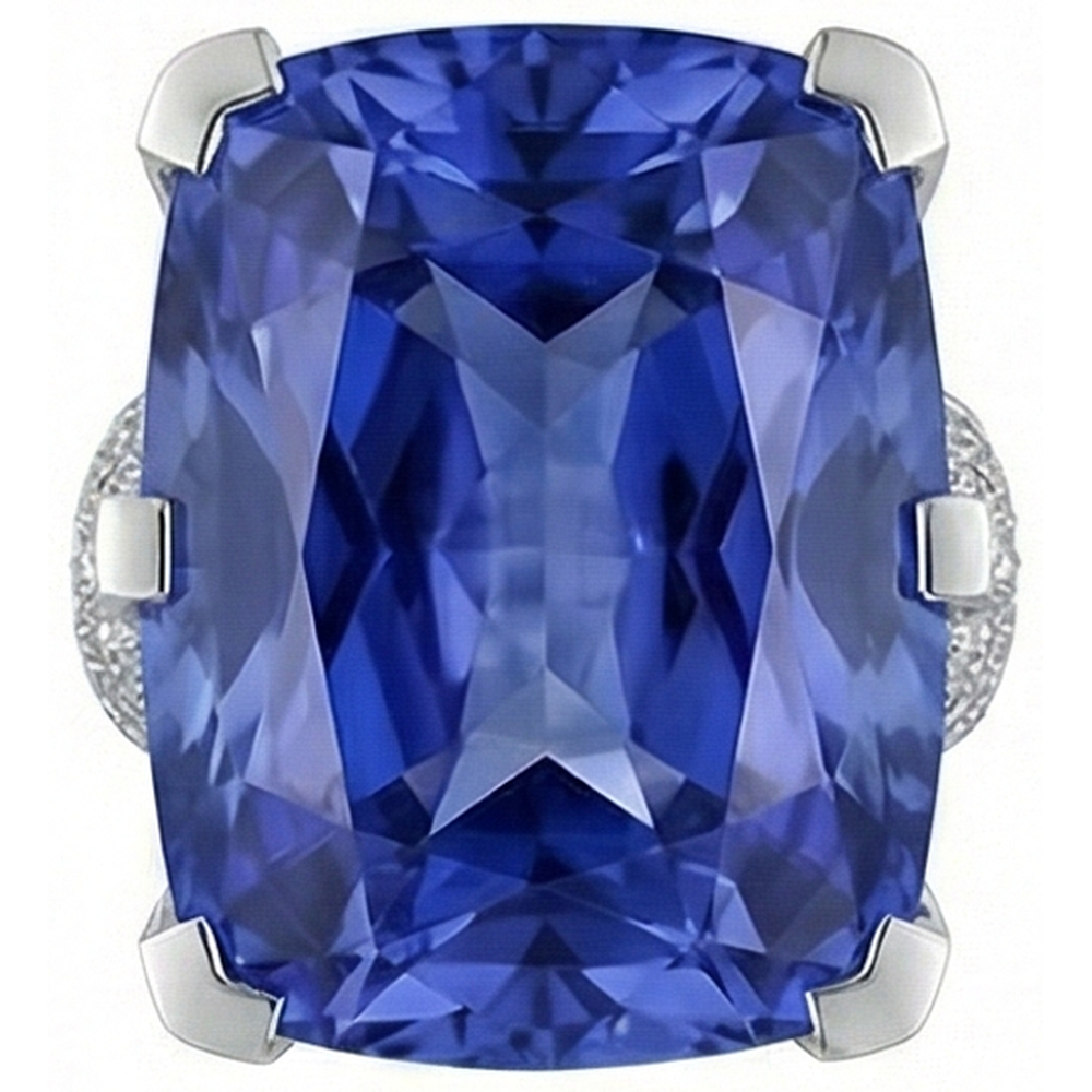 natural round tanzanite 8.50ct ring side angle