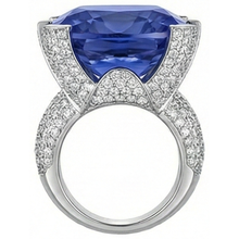 natural round tanzanite 8.50ct ring top view
