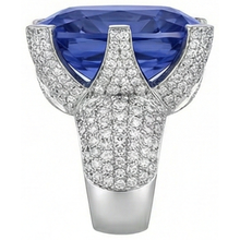 natural round tanzanite 8.50ct ring profile view