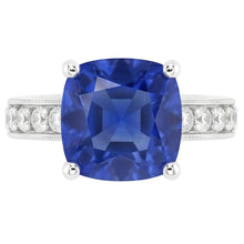 Cushion & Round Cut 3.30 Carats Ceylon Sapphire Natural Earth Mined DIAMOND ( NOT LAB GROWN )s Ring WG 14K