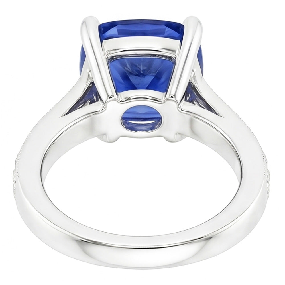 Cushion & Round Cut 3.30 Carats Ceylon Sapphire Natural Earth Mined DIAMOND ( NOT LAB GROWN )s Ring WG 14K