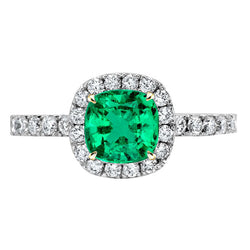 14 Karat Two Tone Gold GIA Certified Colombian Emerald Gemstone