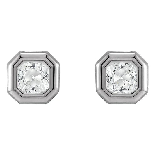 Authentic Brilliant Diamond Stud Earrings 2 ct 14K White Gold – front view