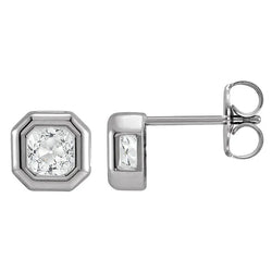 Cushion Brilliant Diamond Stud Earrings in 14K White Gold – 2 ct