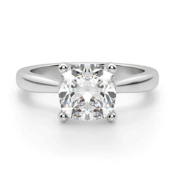 Cushion Natural Earth Mined Diamond Solitaire Ring