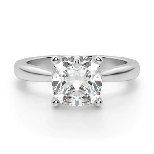 Cushion Natural Earth Mined Diamond Solitaire Ring