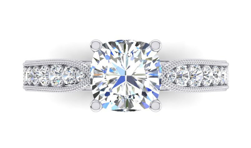 Cushion Engagement Ring White Gold Ladies Jewellery Genuine Diamond