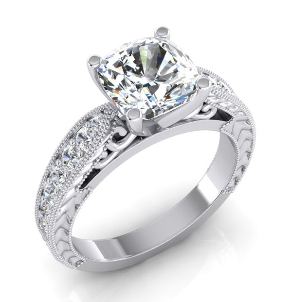 Cushion Engagement Ring White Gold Ladies Jewellery Genuine Diamond