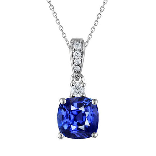 Custom Royal Blue Sapphire Gemstone Pendant 2.50 ct – main view