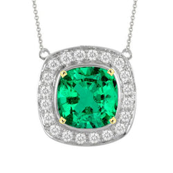 3 ct Colombian Emerald Precious Stone Pendant in Two-Tone 14K