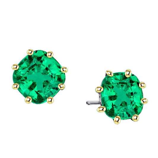 Gemstone Earring Two-Tone 14K Gold with Fine Emerald – main view