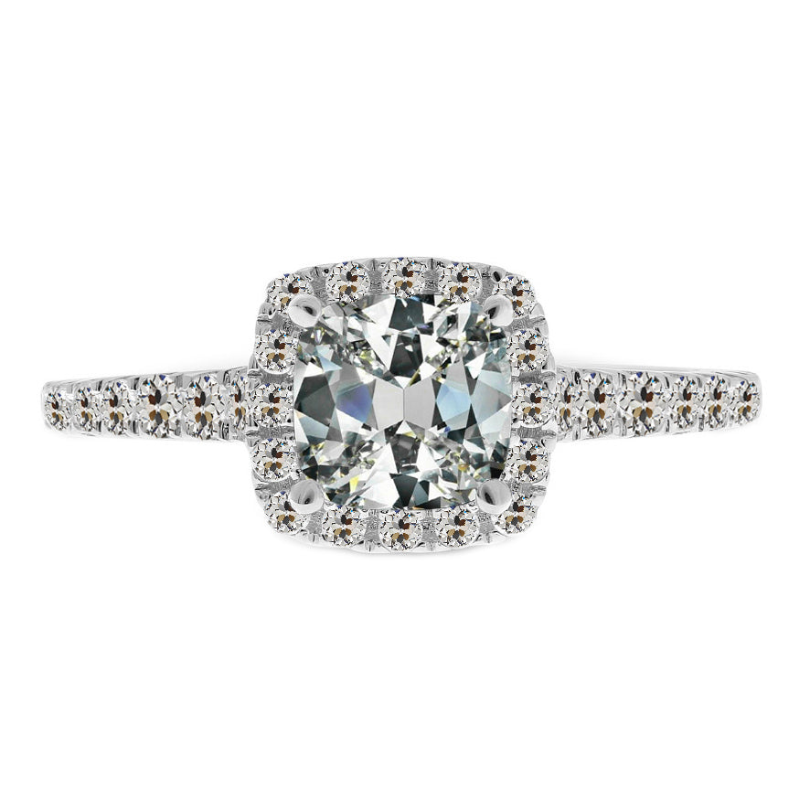 Brilliant Diamond Cushion Halo Ring in 14 Karat White Gold – main view