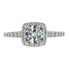Brilliant Diamond Cushion Halo Ring in 14 Karat White Gold – main view
