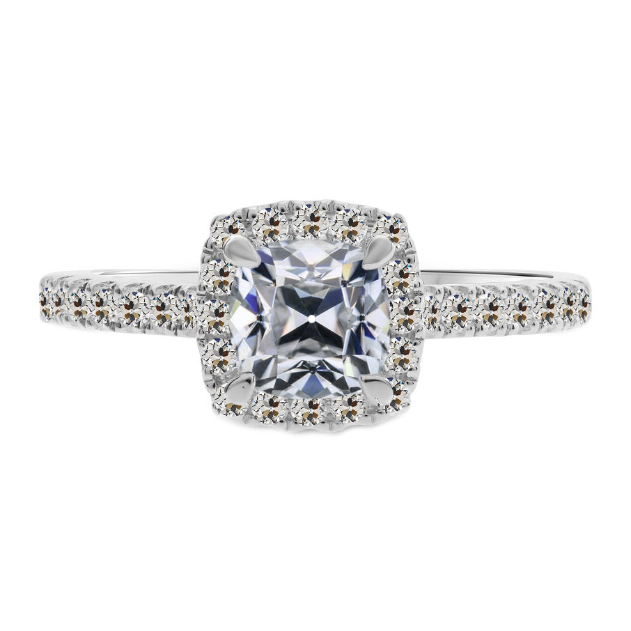 Brilliant Diamond Cushion Halo Engagement Ring in 14K White Gold – main view