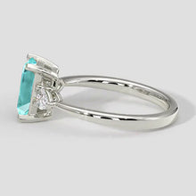 Cushion Paraiba Threestone Engagement Ring