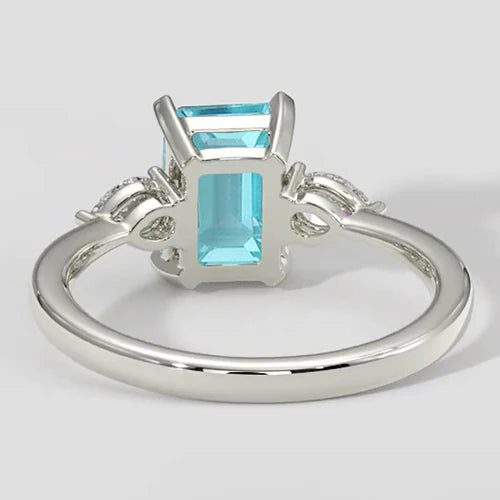 Cushion Paraiba Threestone Engagement Ring
