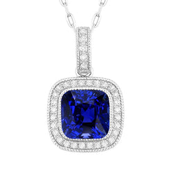 Blue Sapphire Stone Pendant Necklace 3 ct F/VS1 – 14 Karat White