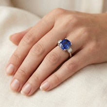 natural round sapphire 2.75ct ring with diamond accents