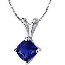 Precious Stone Pendant 14 Karat White Gold with Blue Sapphire – main view