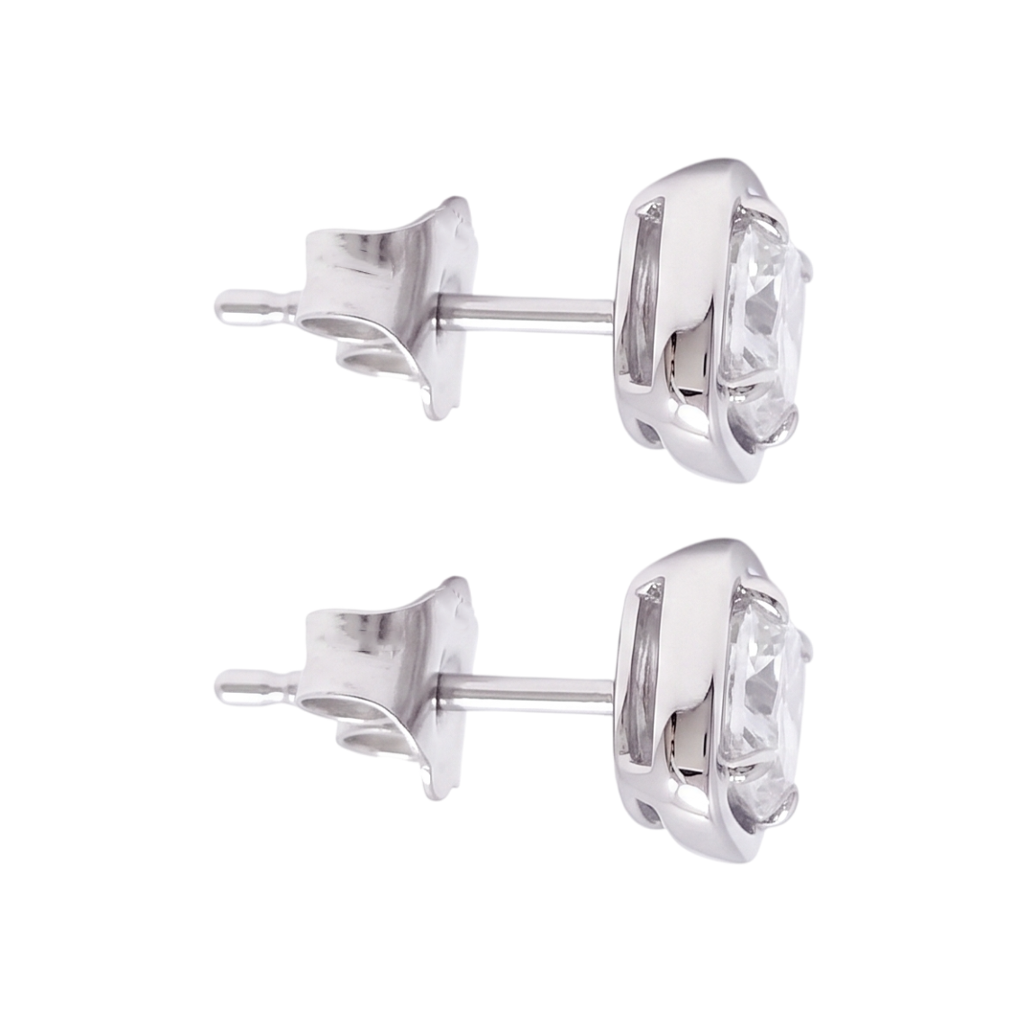Cushion Cut Lab Grown Diamonds 1.50 Carat Stud Earring 14K White Gold