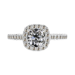Cushion Cut Brilliant Diamond Halo Ring in 14K White Gold – 3 ct