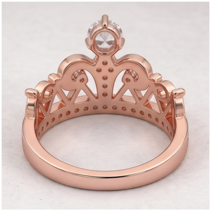 Custom Jewellery Crown Style Round Natural Earth Mined Diamond Ring