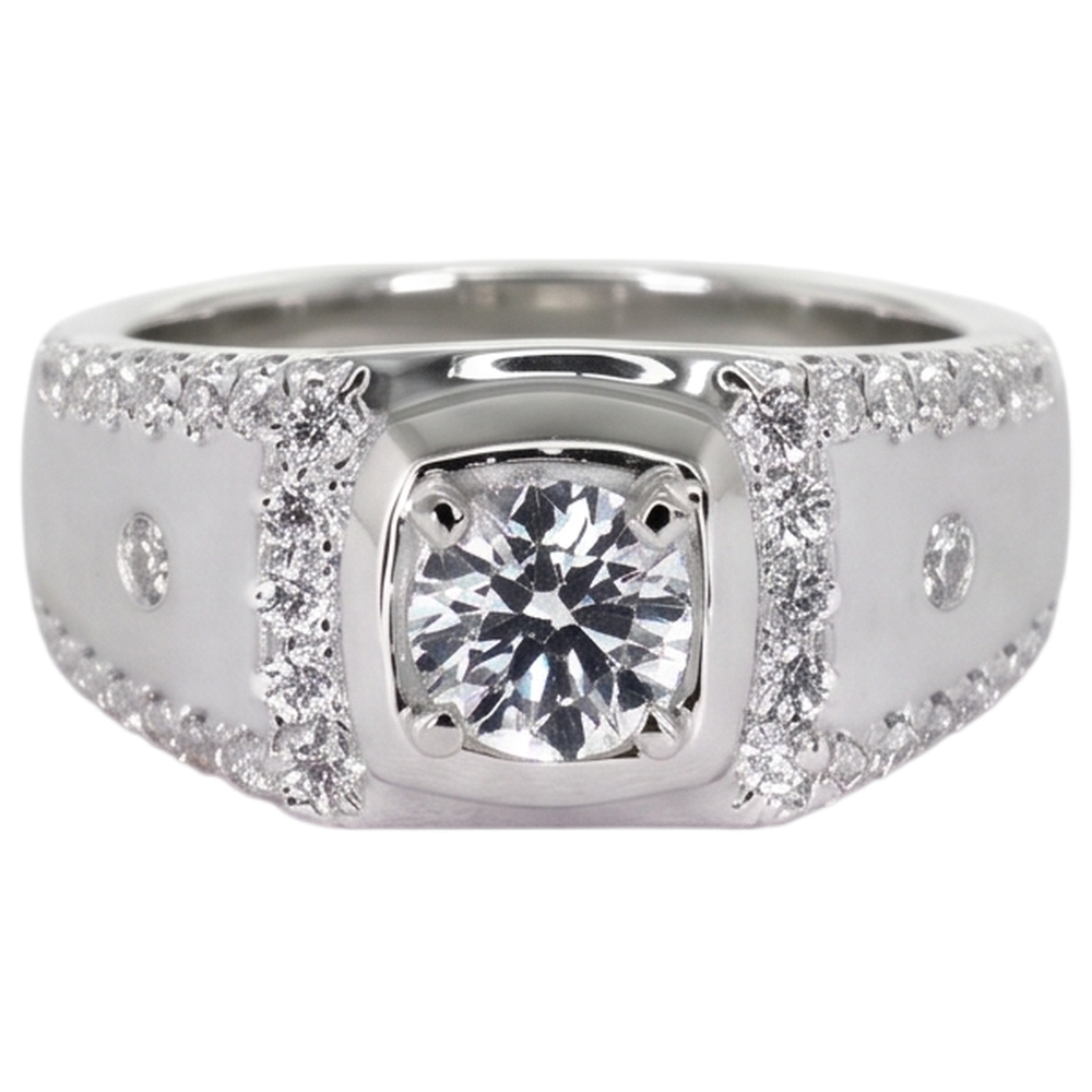 Custom Jewellery White Gold Anniversary Ring Round Genuine Natural Earth Mined Diamond