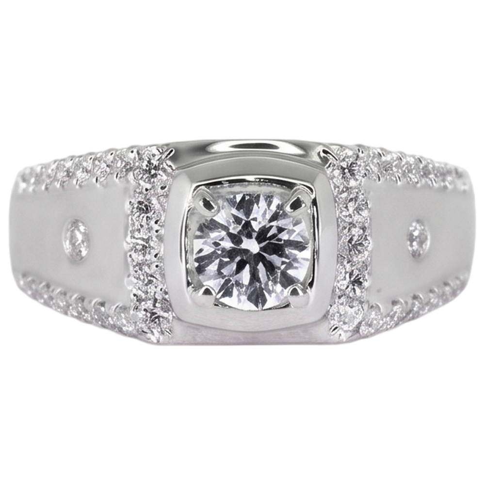 Custom Jewellery White Gold Anniversary Ring Round Genuine Natural Earth Mined Diamond