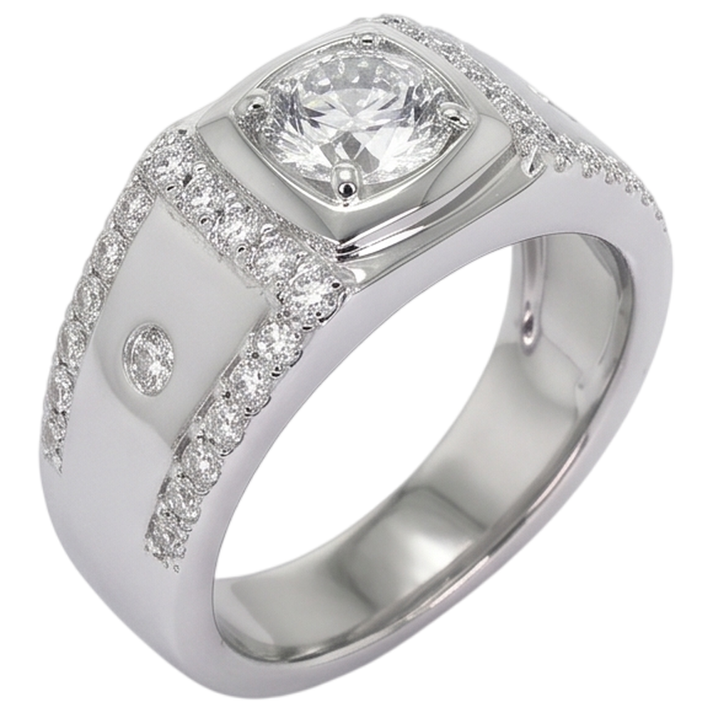 Custom Jewellery White Gold Anniversary Ring Round Genuine Natural Earth Mined Diamond