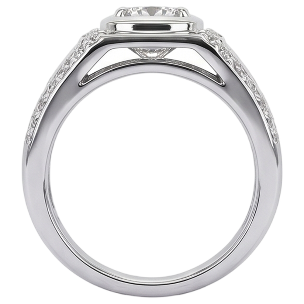 Custom Jewellery White Gold Anniversary Ring Round Genuine Natural Earth Mined Diamond