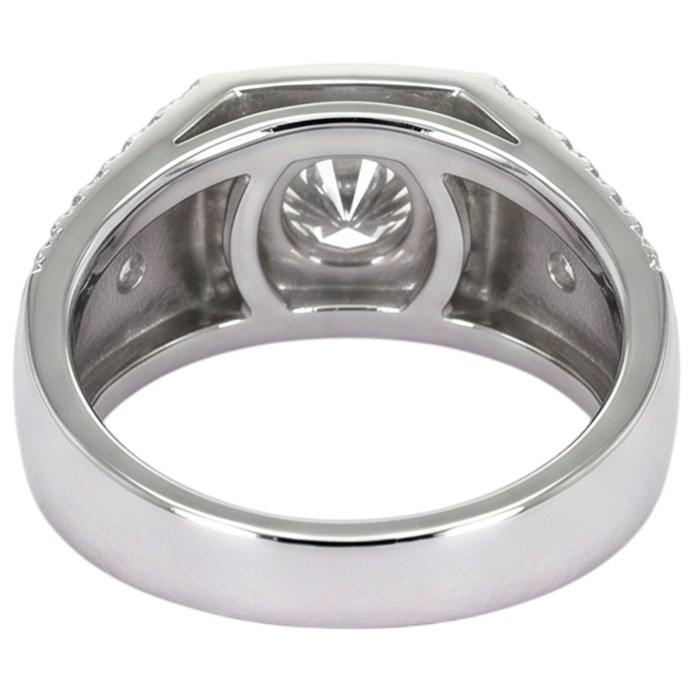 Custom Jewellery White Gold Anniversary Ring Round Genuine Natural Earth Mined Diamond