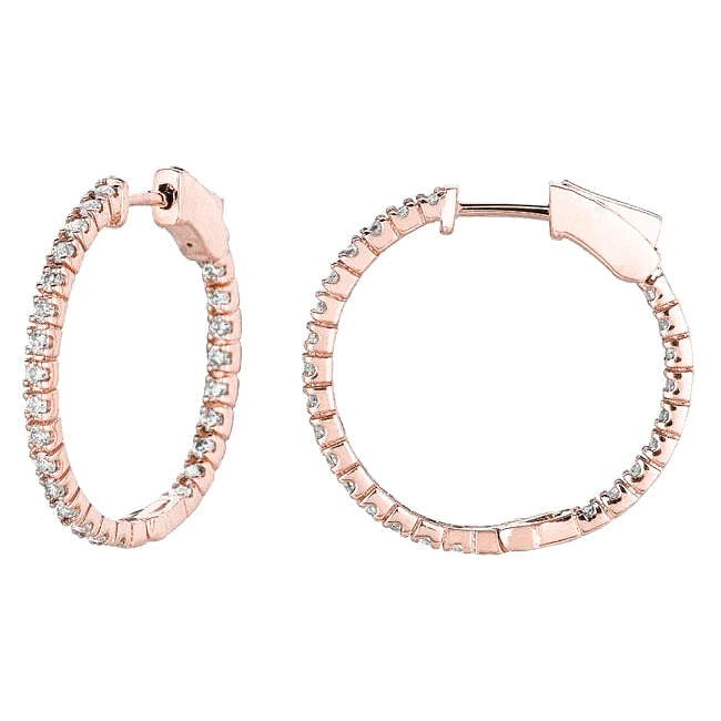 Custom Jewelry 2 Carat Hoop Earrings Real Diamond Snap Lock