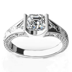 Custom Jewelry Antique Style Real Diamond Anniversary Ring