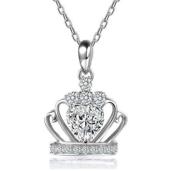 Custom Jewelry Crown Necklace Heart Real Diamond Pendant