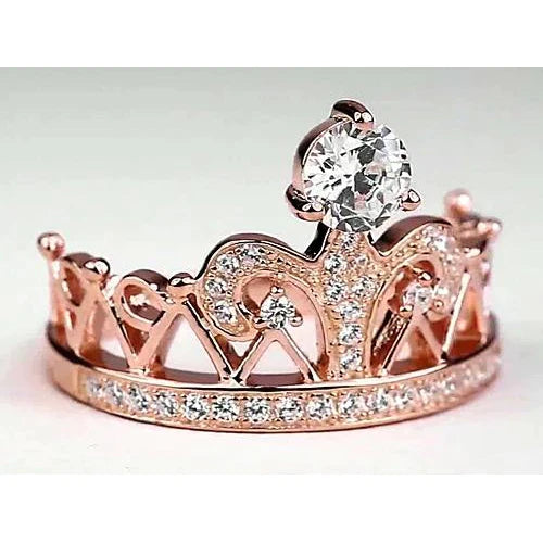 Custom Jewelry Crown Style Natural Round Diamond Ring