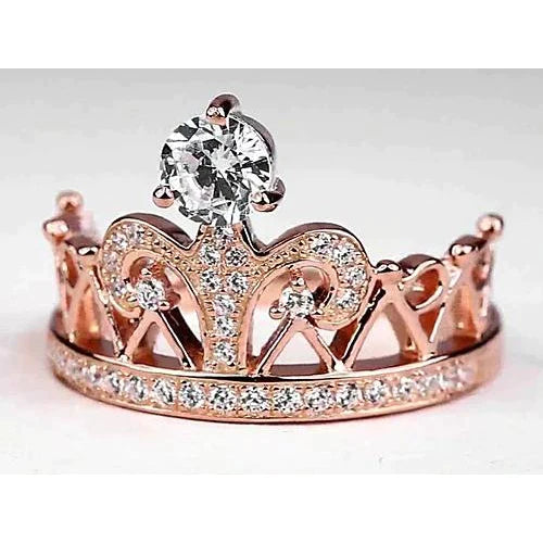 Custom Jewelry Crown Style Natural Round Diamond Ring