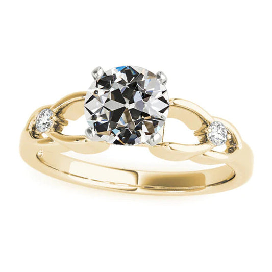 Custom Jewelry Round Old Miner Natural Diamond 3 Stone Ring