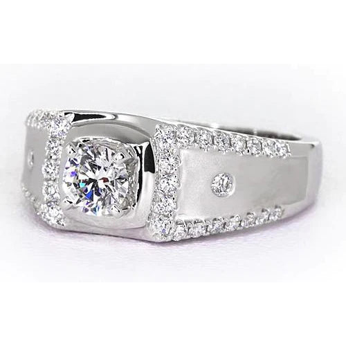  White Gold Anniversary Ring Round Genuine Diamond