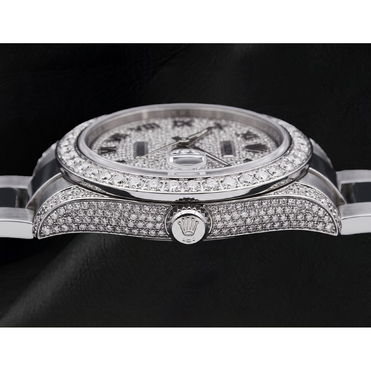 Custom Natural Earth Mined Diamond Dial & Bezel Rolex Watch Datejust Ladies Bracelet Ss
