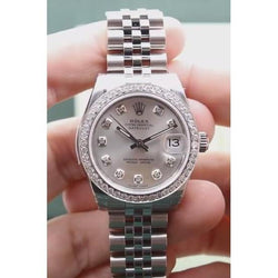 Custom Diamond Bezel Midsize Rolex Datejust Watch Ss 5 Carat