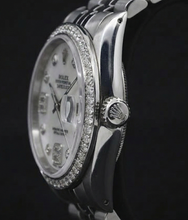 Custom Diamond Bezel Mop Dial Rolex date just Gents Watch Ss Bracelet QUICK SET