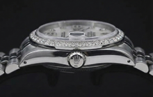 Custom Diamond Bezel Mop Dial Rolex date just Gents Watch Ss Bracelet QUICK SET