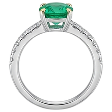 Gemstone Ring 14 Karat Two Tone Gold with Emerald – back view