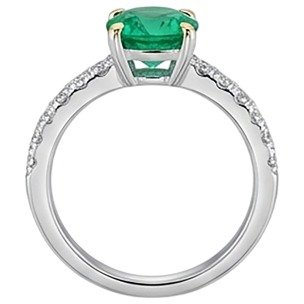 Gemstone Ring 14 Karat Two Tone Gold with Emerald – back view