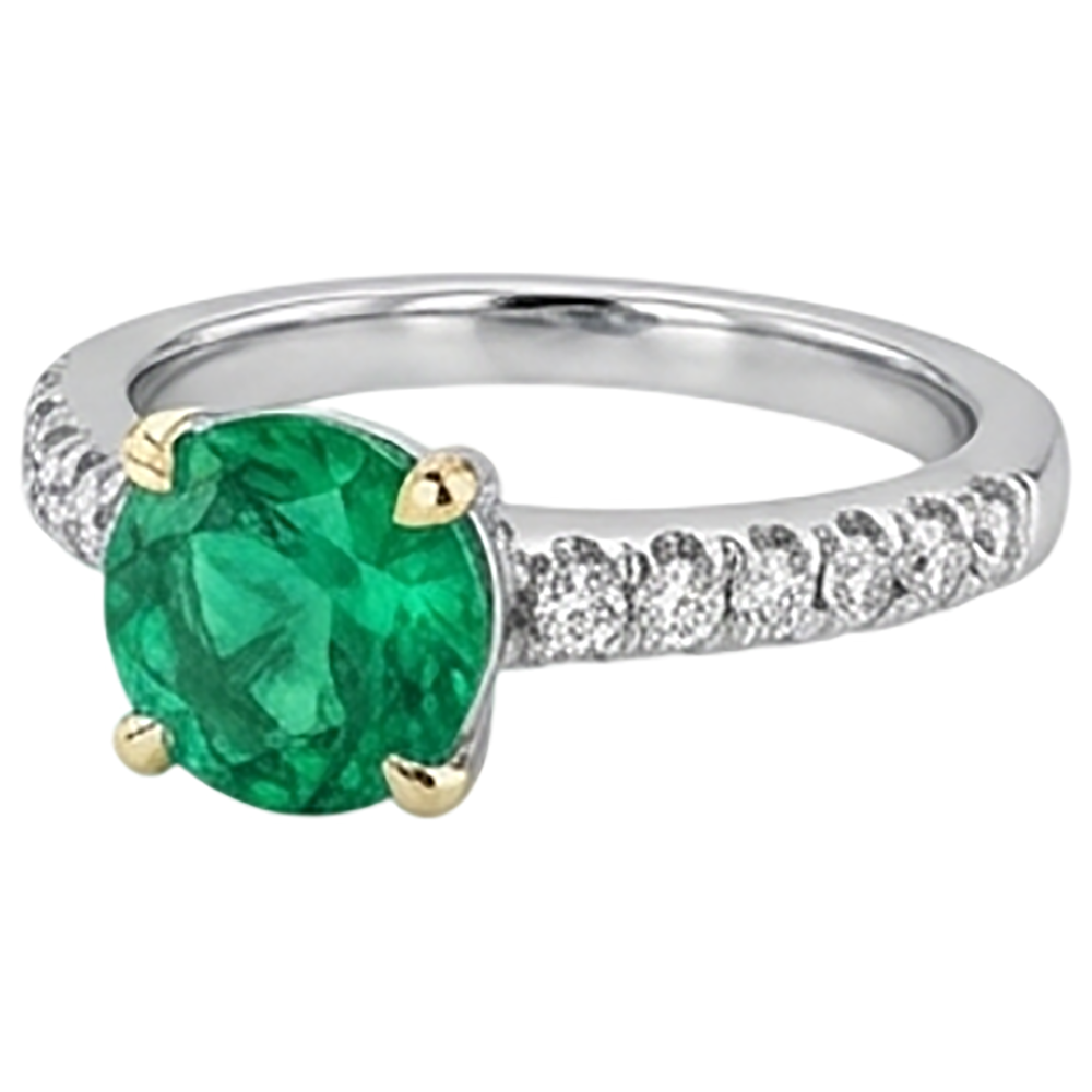 Emerald Gemstone Ring 1.50-ct 14 Karat Two Tone Gold – profile view