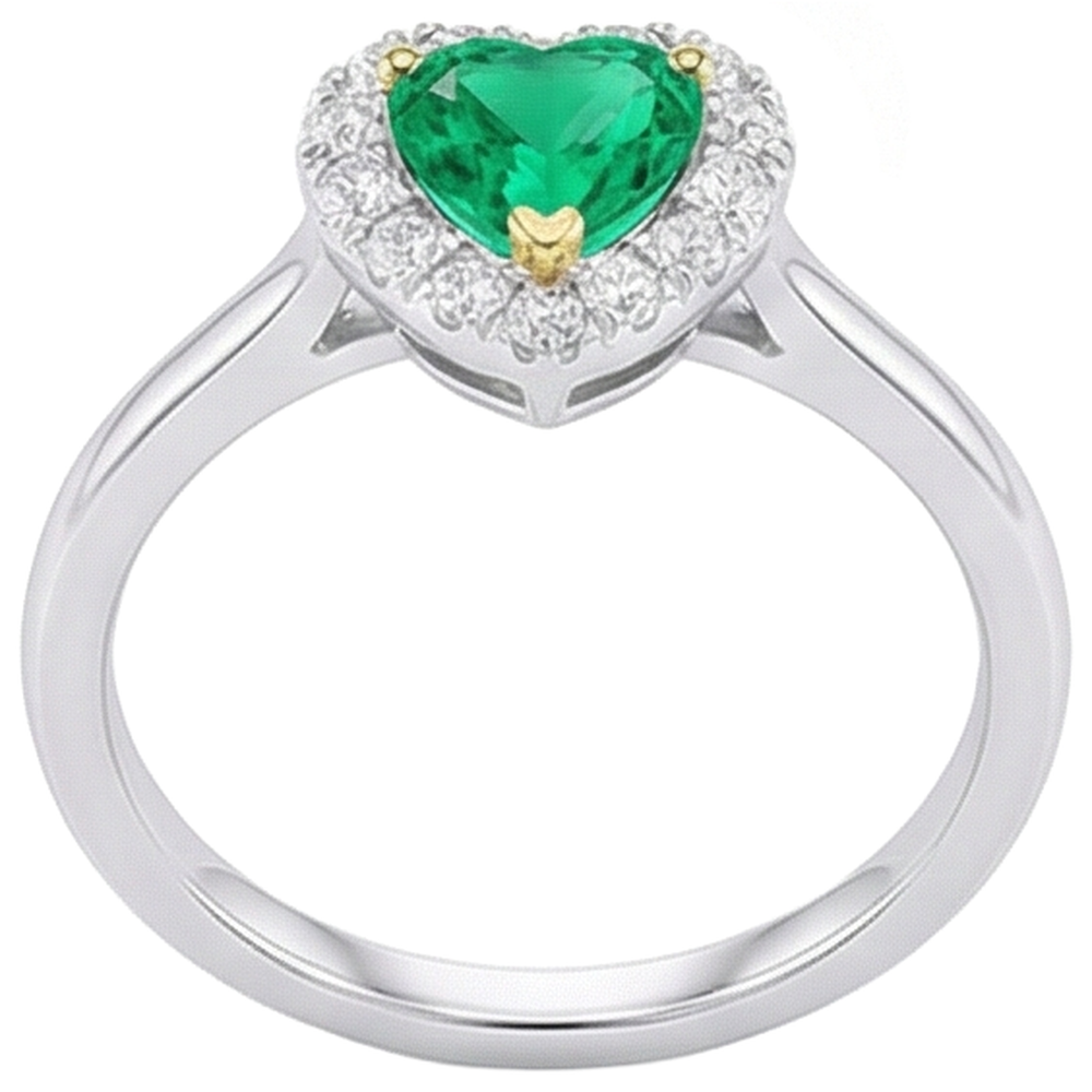 Earth-Mined Colombian Emerald Colored Stone Ring – angle view