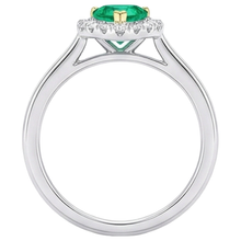 Earth-Mined Colombian Emerald Colored Stone Ring 0.50 ct 14K Two Tone Gold – top view