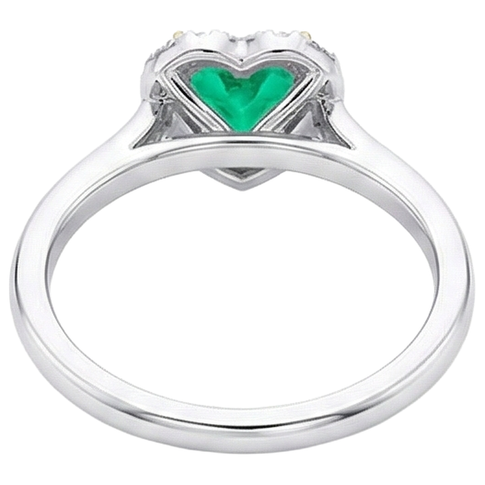 Colored Stone Ring 14K Two Tone Gold with Colombian Emerald – back view