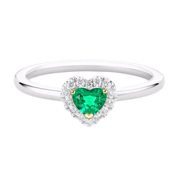 Colombian Emerald Colored Stone Ring – Heart 0.50 ct 14K Two